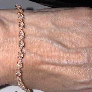 Elegant Gold Tennis Bracelet with Clear Stones